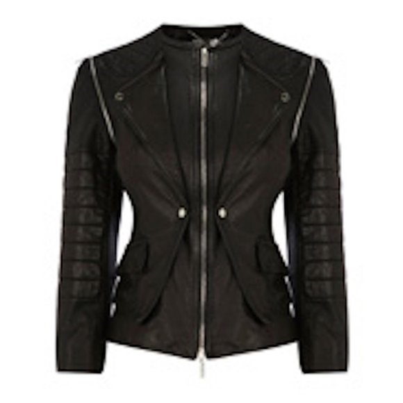 Karen Millen Quilted Panel Leather Jacket ASO Clary Fray - Picture 5 of 16